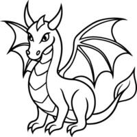 Dragon coloring pages. Dragons animal line art vector