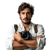 Male photographer on isolated transparent background png