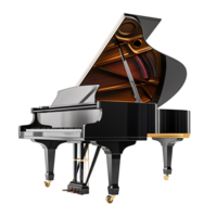 Grand piano on isolated transparent background png