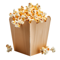 Popcorn on carton box on isolated transparent background png