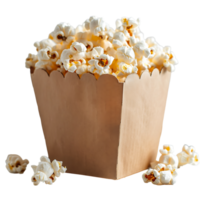 Popcorn on carton box on isolated transparent background png