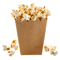 Popcorn on carton box on isolated transparent background png