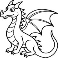 Dragon coloring pages. Dragons animal line art vector