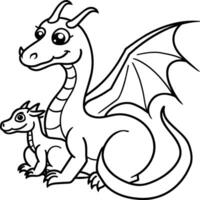 continuar colorante paginas dragones animal línea Arte vector