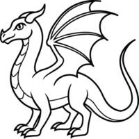 Dragon coloring pages. Dragons animal line art vector