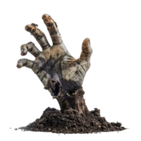 Zombie hand coming out of soil on isolated transparent background png