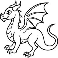 Dragon coloring pages. Dragons animal line art vector