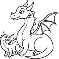 Dragon coloring pages. Dragons animal line art vector