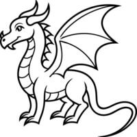 Dragon coloring pages. Dragons animal line art vector