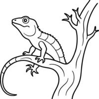 Lizard coloring pages. Lizard animal outline. Reptile line art vector