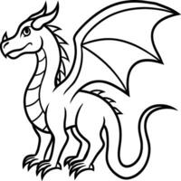 Dragon coloring pages. Dragons animal line art vector