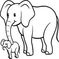 Elephant animal coloring pages for coloring book vector