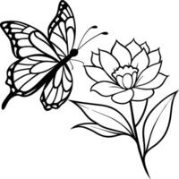 Monarch butterfly flying coloring pages. Butterfly on flower coloring pages vector