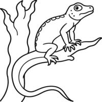 Lizard coloring pages. Lizard animal outline. Reptile line art vector