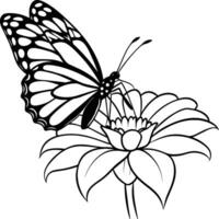 Monarch butterfly flying coloring pages. Butterfly on flower coloring pages vector