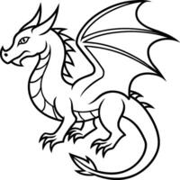 Dragon coloring pages. Dragons animal line art vector