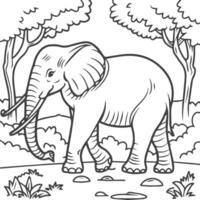 Elephant animal coloring pages for coloring book vector
