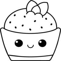 Kawaii coloring book illustration. Food coloring pages. vector