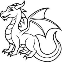 Dragon coloring pages. Dragons animal line art vector