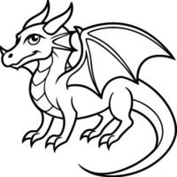 continuar colorante paginas dragones animal línea Arte vector