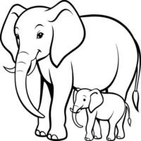 Elephant animal coloring pages for coloring book vector