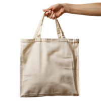 Hand holding tote bag on isolated transparent background png