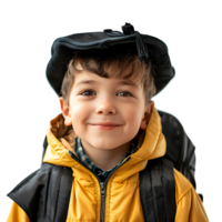 Happy kid student on isolated transparent background png