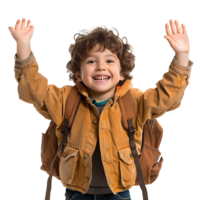 Happy kid student on isolated transparent background png