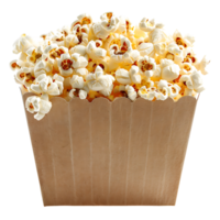 Popcorn on carton box on isolated transparent background png