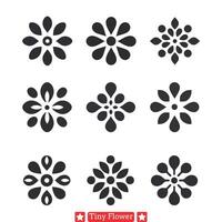 Graceful Flourishes Intricate Tiny Flower Silhouette s Bundle vector