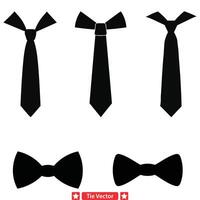 Formalwear Essentials Classic Necktie Silhouette Collection vector