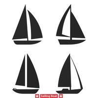 Timeless Maritime Beauty Graphics Set Featuring Silhouettes of Sailing Vessels vector