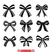 Ribbon Sketch Collection Artistic Interpretations in Silhouette vector