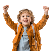 Happy kid student on isolated transparent background png