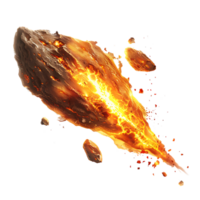 Burning asteroid on isolated transparent background png