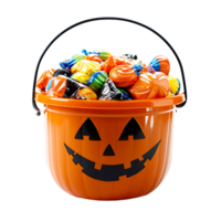 Trick or treat jack o lantern candy bucket on isolated transparent background png