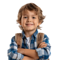 Happy kid student on isolated transparent background png