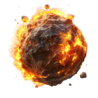 Burning asteroid on isolated transparent background png