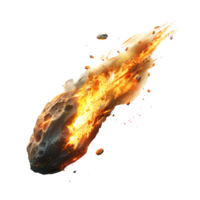 Burning asteroid on isolated transparent background png