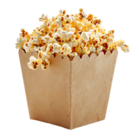 Popcorn su scatola di cartone scatola su isolato trasparente sfondo png