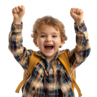 Happy kid student on isolated transparent background png