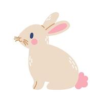 Cute rabbit sitting. Flat illustration isolated on white background. vector