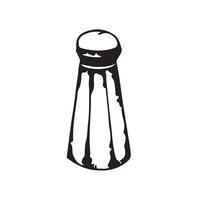 Container with ground pepper. Kitchen equipment rendered in . Pepper mill and seasoning for ready meals drawn with a black outline. Suitable for kitchen design, fabric, tableware vector