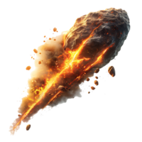 Burning asteroid on isolated transparent background png