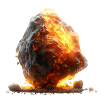 Burning asteroid on isolated transparent background png