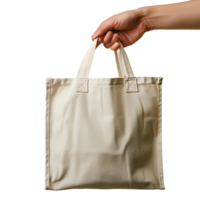 Hand holding tote bag on isolated transparent background png