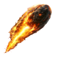 Burning asteroid on isolated transparent background png