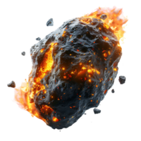 Burning asteroid on isolated transparent background png