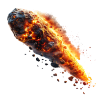 Burning asteroid on isolated transparent background png