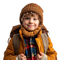 Happy kid student on isolated transparent background png